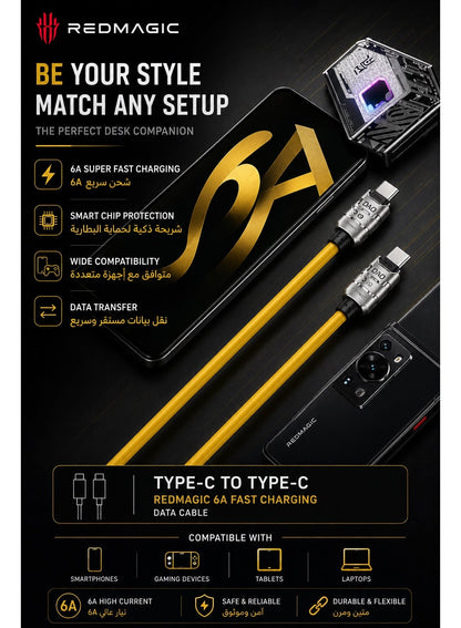 RedMagic 240W USB-C to USB-C Fast Charging Cable, 6A PD 3.1 EPR Charger Cord wit