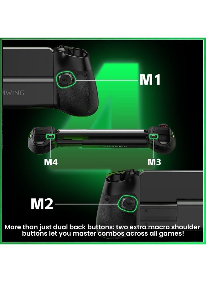 Mobile Game Controller GAMWING AB05, Type-C Telescopic Gaming Gamepad for iPhone, iPad, Android Phones & Tablets, Hall Effect Joysticks, RGB Lighting, Pass-Through Charging, Turbo Auto-Fire, Macro Buttons for PUBG Mobile, COD Mobile