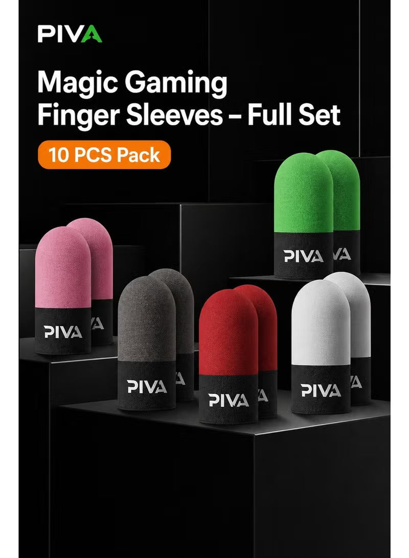 PIVA 10 Mobile Gaming Finger Sleeves – Frost Cold Silver Fiber Touchscreen Finger Cover for PUBG & FPS Games, Anti-Sweat, High Sensitivity, Smooth Control For RedMagic, iPhone, iPad, Samsung, Poco and Mobile Phones (5 Pairs / 10 PCS)