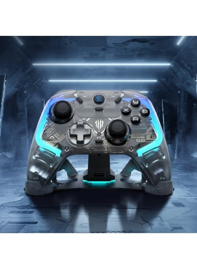 REDMAGIC Cyber Wireless Gaming Controller 1000Hz – RGB Gamepad with Hall Effect Joysticks & Triggers, 3-Mode Connection (Wired / Bluetooth / 2.4G), Aluminum Charging Dock, Turbo & Macro, Compatible with PC, Android, iOS, Tablet, Smart TV & Nintendo Switch