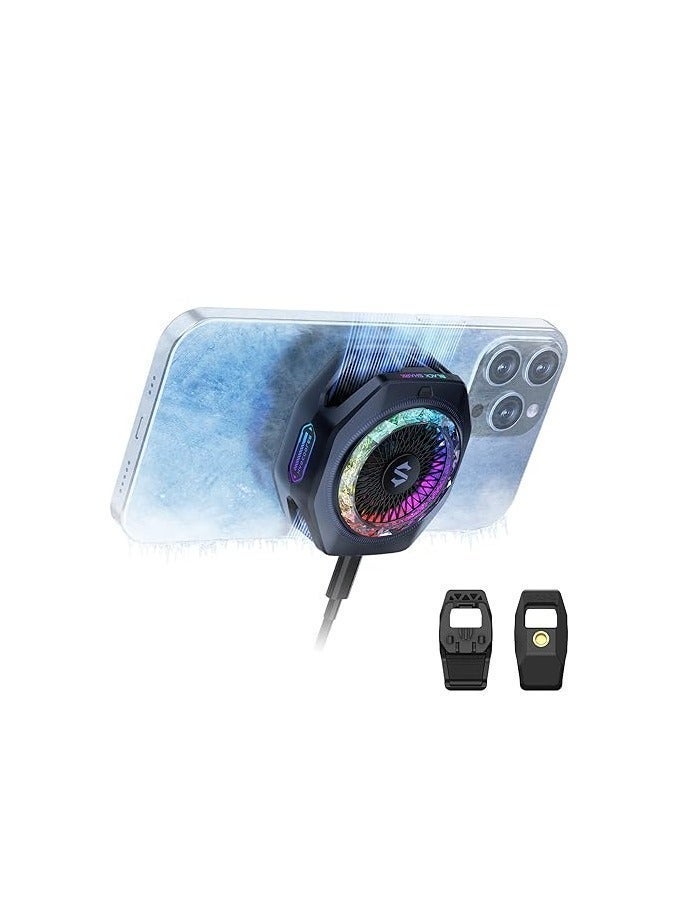 Phone Cooler Black Shark 5 Pro Magnetic Phone/Tablet Cooler – 35W Ultra-Cooling Gaming Fan with 45W Adapter, RGB LED, APP Smart Temperature Control, Detachable Handle – For iPhone, RedMagic, Samsung, Android, iPad & Tablets (Perfect for PUBG Mobile & COD)