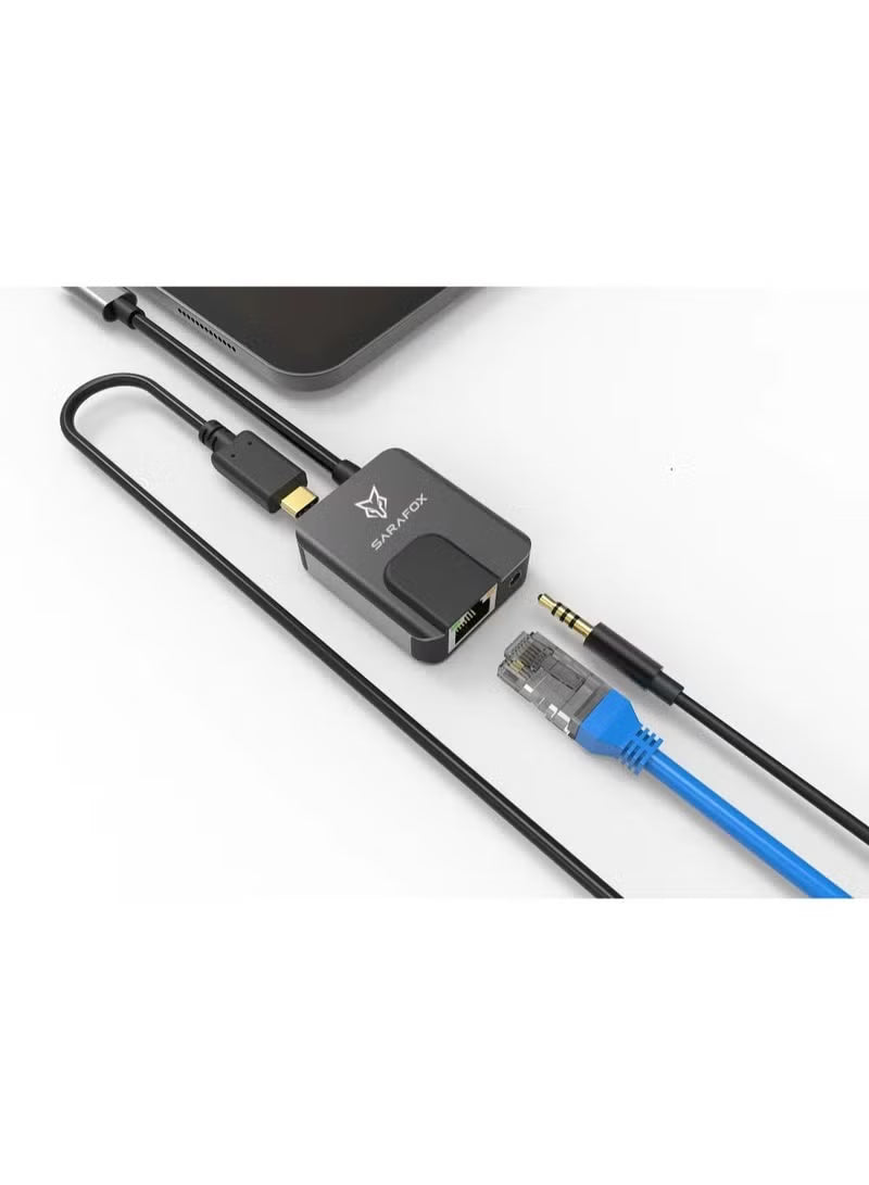 Sarafox 3-in-1 Gaming Adapter & Converter Dongle, Type-C USB Hub with 3.5mm Audio, RJ45 Ethernet 1000Mbps Network Adapter, PD 3.0 Fast Charging, Low Latency Gaming Adapter for PUBG – Compatible with Razer, Xiaomi, RedMagic, iPad, iPhone, Samsung, Android