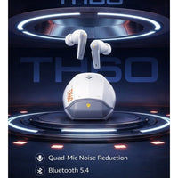 Machenike TH60 Gaming Earbuds TWS Earphones Bluetooth 5.4 – Ultra Low Latency No Delay Wireless Gaming AirPods, Dual Sound Modes (Gaming & Music), ENC Microphone, Immersive Stereo Sound, IPX5 Water Resistant, Long Battery Life with Charging Case, USB-C Fa