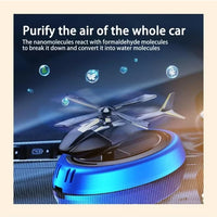 Car Air Freshener Helicopter Solar Energy Rotating Aromatherapy Aviation Al Alloy Diffuser Interior Decoration Accessories Diffuser For Car & Home Car Perfumes - INCLUDES NON SLIP MAT and AIR FRESHENER ESSENTIAL OIL
