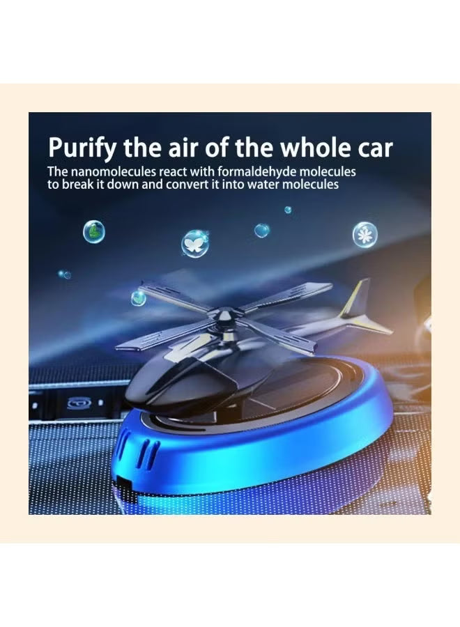 Car Air Freshener Helicopter Solar Energy Rotating Aromatherapy Aviation Al Alloy Diffuser Interior Decoration Accessories Diffuser For Car & Home Car Perfumes - INCLUDES NON SLIP MAT and AIR FRESHENER ESSENTIAL OIL