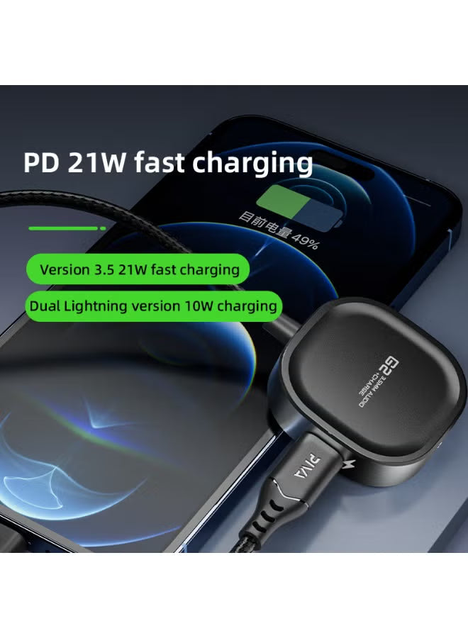 PIVA G2 iPhone AUX Lightning Converter Adapter Dongle – 3.5mm Headphone Jack with 21W Fast Charging, HD Clear Voice with Extra Bass, Zero Delay, Mic Supported, MFI-Certified – Compatible with iPhone 8, X, 11, 12, 13 & 14 Pro Max (Lightning + AUX)