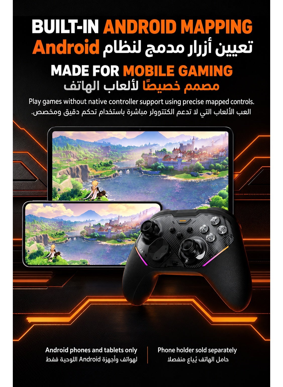 Wireless Gaming Controller MOJHON Storm 2 TMR Edition, 2000Hz PC & Switch Gamepad with 4096-Level TMR Joysticks, Hall + Micro Switch Triggers, 16 Mechanical Buttons, 4 Programmable Back Buttons, RGB & Charging Dock for PC, Switch, iOS & Android