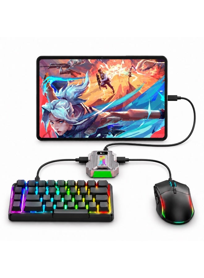 Mobile Gaming Keyboard Mouse Adapter Lie Ying 2 Pro, 1000Hz Android Gaming Converter & Mobile Gaming Dock, Key Mapping, Low Latency, RGB, Game Hall 2 App for PUBG Mobile, COD Mobile, Free Fire, Android Phones & Tablets