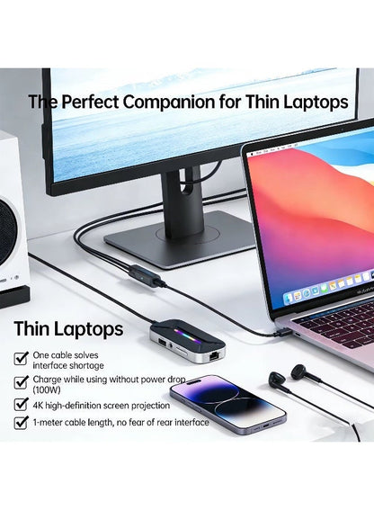 Sarafox XS6 Pro 6 in 1 Gaming Docking Station, USB C Multi-Function Hub with Phy