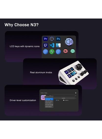 Mirabox N3 Stream Controller Deck V3 with 6 Programmable LCD Keys, 3 Multifuncti