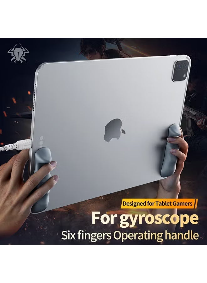 Plextone GP50 Tablet Gaming Grip, Multi-Finger Operation Silicone Handle, Non-Slip Soft Grip, Gyroscope Support, Washable Reusable Adhesive, Designed for Tablet Gamers
