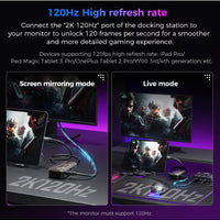 PLEXTONE GS6 Gen 2 USB-C 6-in-1 Gaming Docking Station Hub with Built-in Turbo Fan Cooling, 2K 120Hz & 4K 60Hz HDMI Output, PD 100W Fast Charging, Dual USB High-Speed Data, 3.5mm/USB/Type-C Audio Support – Compatible with iPad Pro, RedMagic, Samsung, OneP