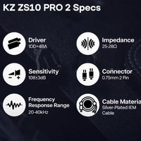 KZ ZS10 PRO 2 IEM In Ear Monitor, 1DD+4BA Hybrid Wired 3.5mm Earphone Earbuds with 4-Level Tuning Switch, 3-Way Crossover, Silver-Plated Cable for Musicians, Audiophiles & Gamers (With Mic)