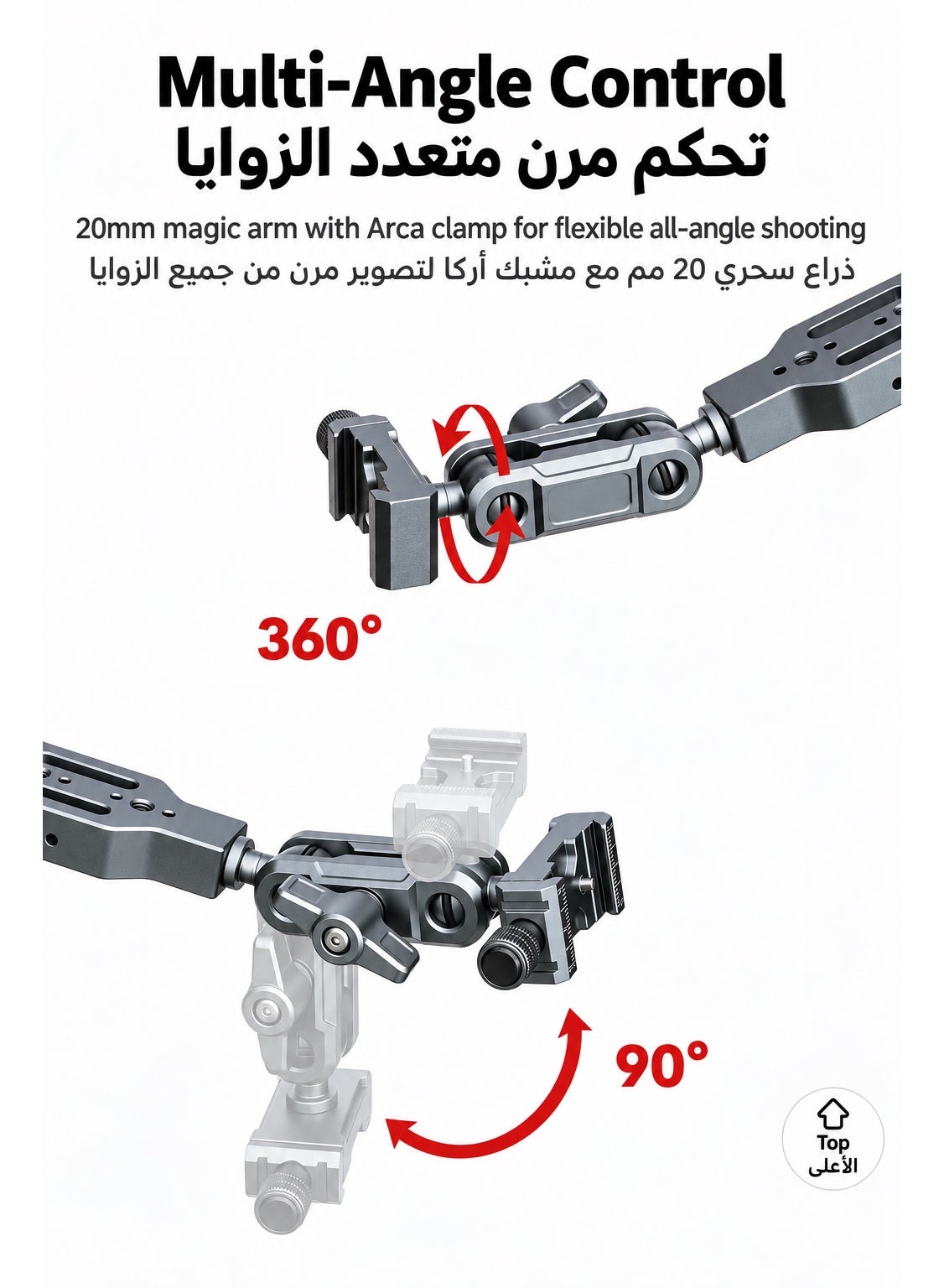 LEAPLIGHT Cantilever Overhead Mount, Professional Heavy-Duty 5KG Camera Desk Arm, Aluminum Articulating Boom Stand with 360°/270° Multi-Angle Adjustment, Arca Clamp & NATO Rail for DSLR, Mirrorless Camera, Phone, iPad, Overhead Shooting