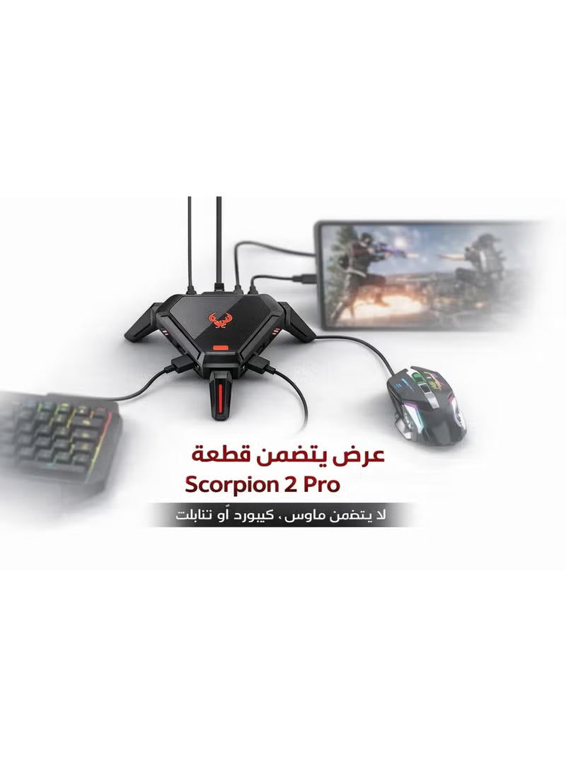 Scorpion 2 Pro Keyboard & Mouse Converter for Mobile Gaming by Gamwing, Wired 100Mbps Ethernet Network Port, Low Latency Signal Transmission, 2000Hz Polling Rate, RGB Lighting, Multiple Audio Interfaces, Supports RedMagic, Android 10+, HyperOS, HarmonyOS,