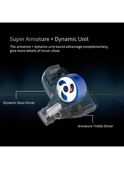 KZ ZST IEM Hybrid HiFi In-Ear Earphones with Microphone, 1 Balanced Armature and