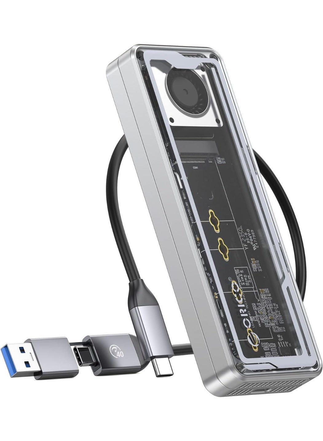 Orico ORICO 40Gbps USB4 M.2 NVMe SSD Enclosure, Active Cooling Fan, Tool-Free Al