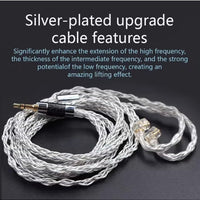 Z 784 Core Blue-Silver Mixed Silver-Plated Hi-Fi Audio Upgrade Cable, 3.5mm Plug, 2-Pin Connector, Low-Loss High-Purity Replacement Cable for KZ IEM Earphones