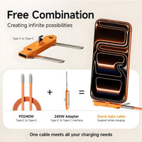 Basemo 240W Phone Holder Cable, USB-C Type-C Data Cable with PD Fast Charging, M