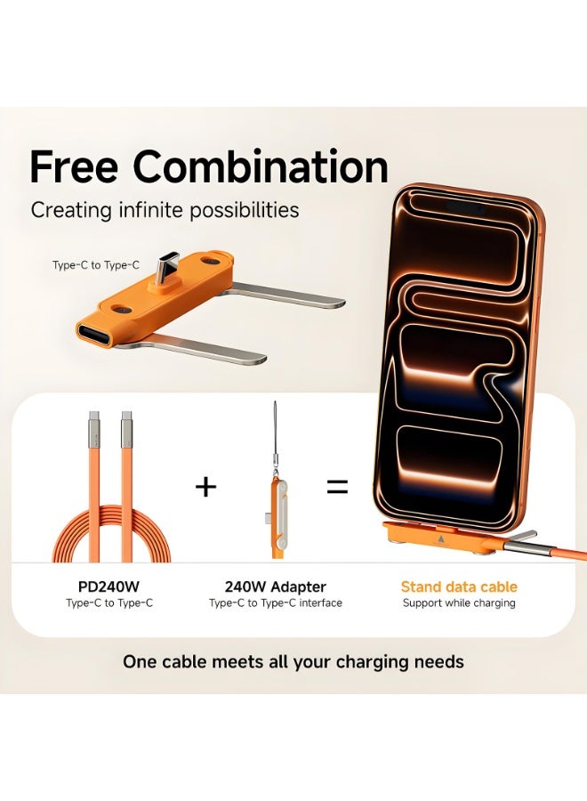 Basemo 240W Phone Holder Cable, USB-C Type-C Data Cable with PD Fast Charging, M