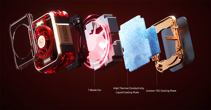 Golden RedMagic 5 Pro Magnetic Phone Cooler – Special Edition, 36W RGB Radiator Fan with Clip, Semiconductor Graphene Heatsink for Gaming, Streaming, iPhone, Android, iPad