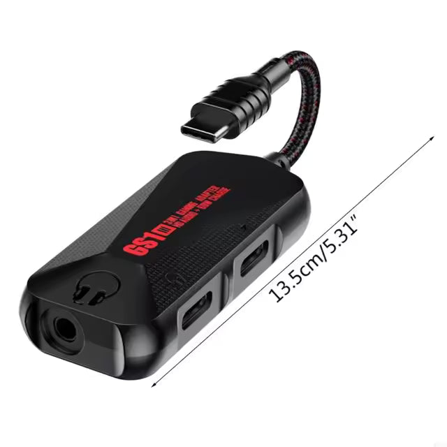 GS1 3-in-1 Mobile Gaming Sound Card USB-C to 3.5mm Headphone Jack Adapter Type C PD QC 60W Fast Charge Adapter Hi-Res Sound Card