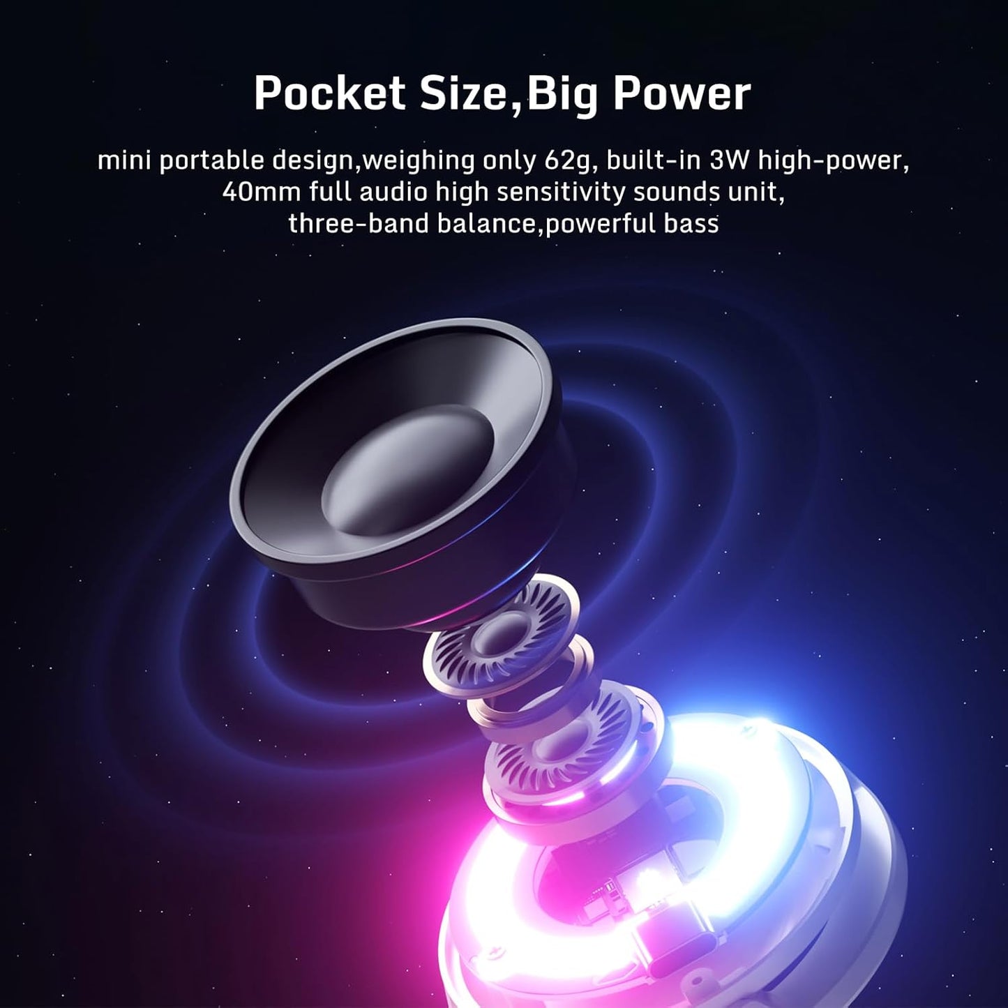 RedMagic Mini Phone Stand with Bluetooth Speaker, BT 5.3, RGB Light, Game/Music Mode, Wireless Portable Magnetic Speaker for Golf Cart, Travel, Shower, Outdoors or Metal Surface (UAE ONLY)