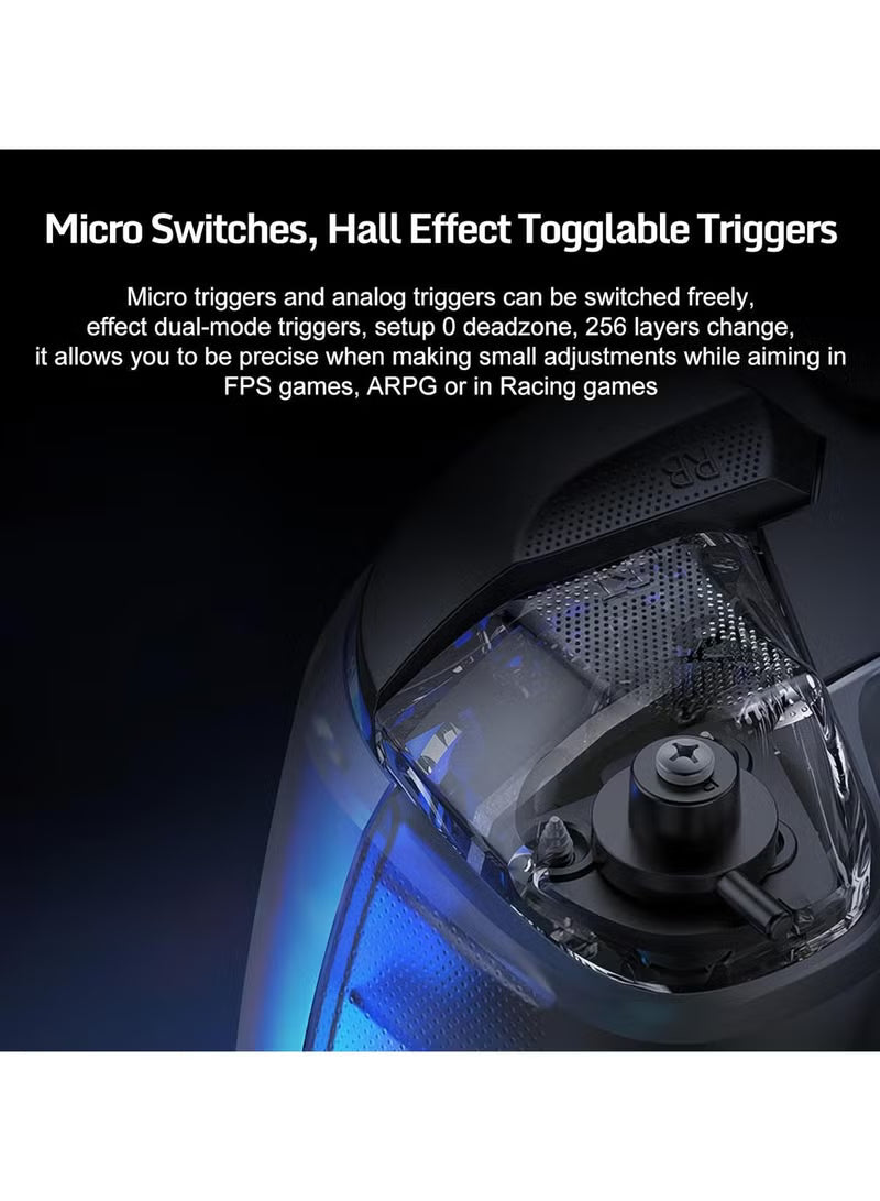 REDMAGIC Cyber Wireless Gaming Controller 1000Hz – RGB Gamepad with Hall Effect Joysticks & Triggers, 3-Mode Connection (Wired / Bluetooth / 2.4G), Aluminum Charging Dock, Turbo & Macro, Compatible with PC, Android, iOS, Tablet, Smart TV & Nintendo Switch