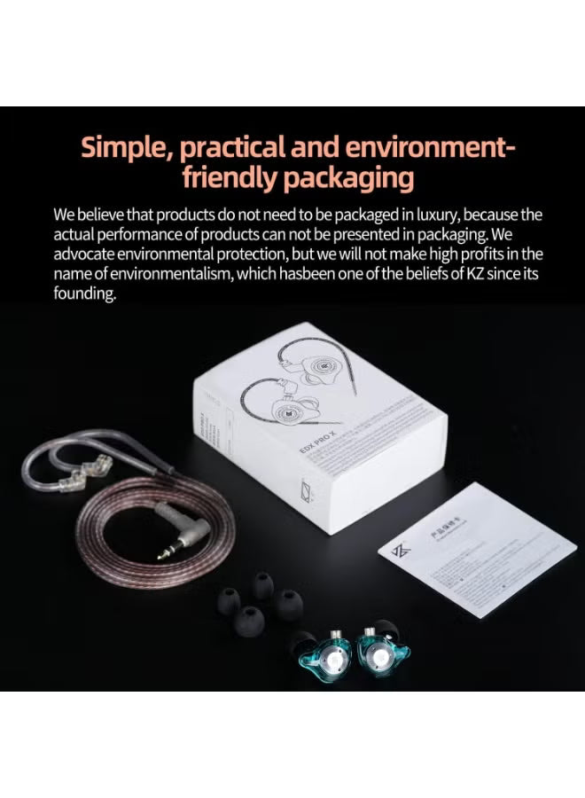 KZ EDX Pro X IEM in Ear Earphone, Single Dynamic Driver HiFi in-Ear Monitor with Ergonomic Shape, Wired Gaming Earbud, Detachable Cable for Audiophile (With Mic)