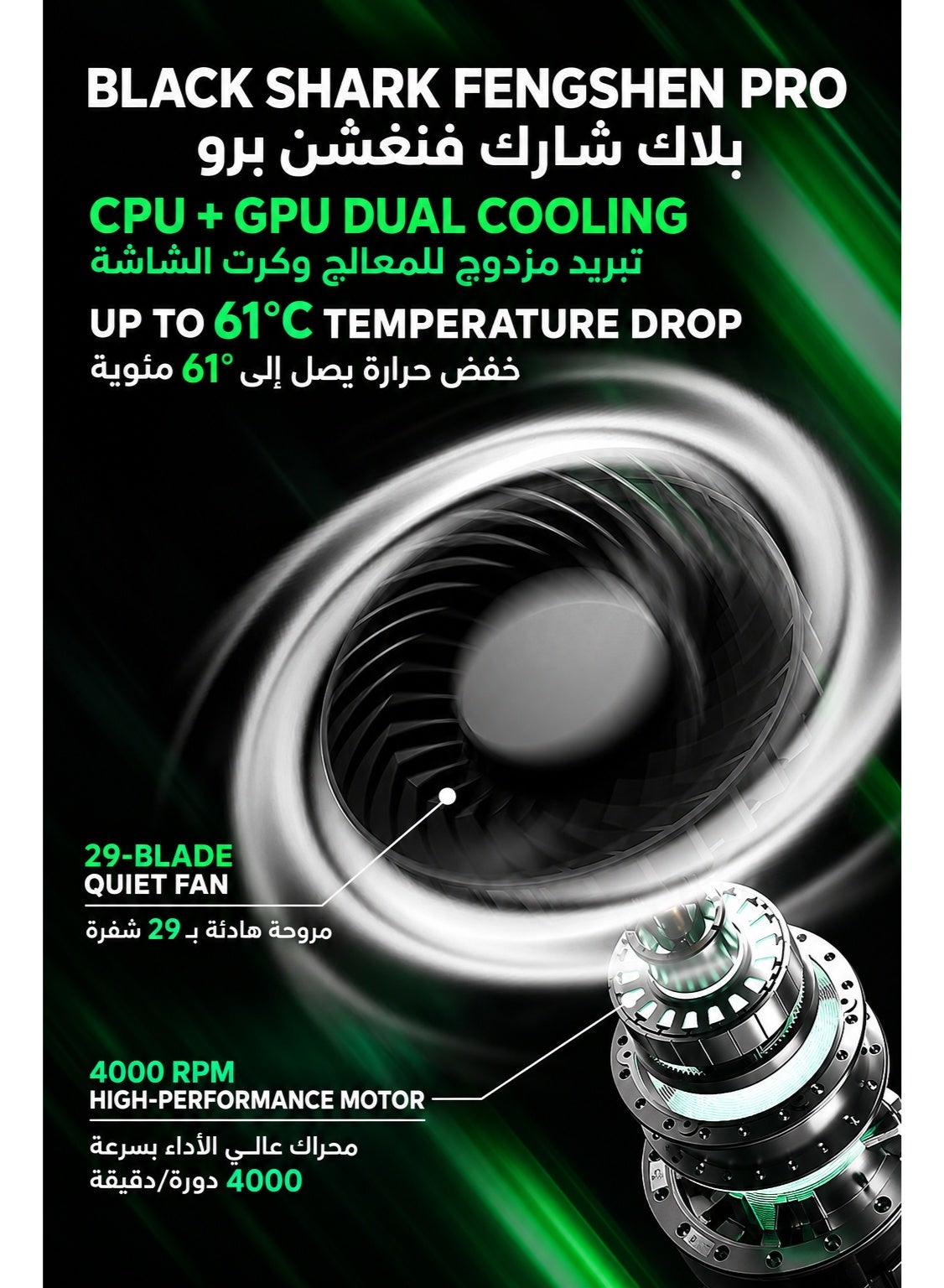 Gaming Laptop Cooler SuperCharged Pro by Black Shark – Laptop Cooling Pad with 4000RPM Turbo Fan, RGB Lighting, Smart Display, USB 3.0 Hub, App Control, Adjustable Stand & Dust Filter for 14–18 Inch Laptops
