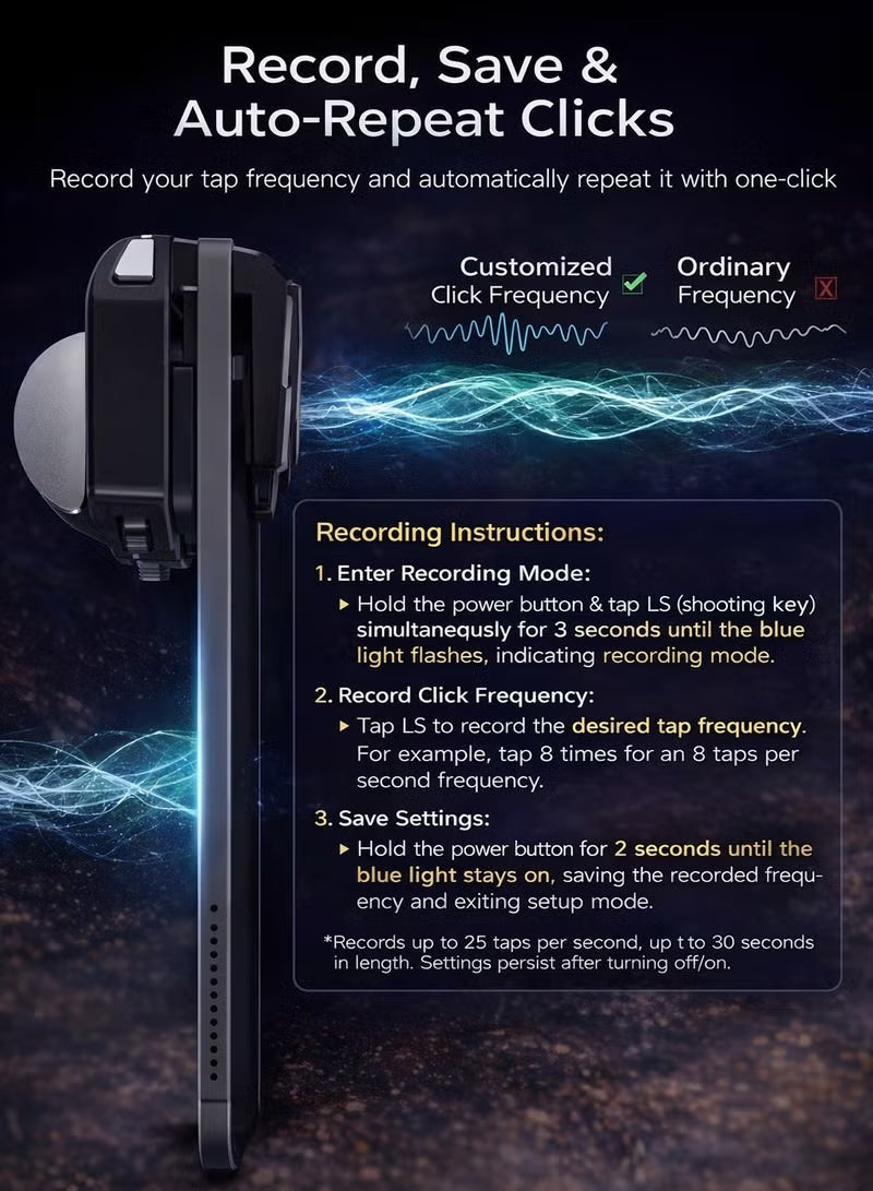 Automatic iPad Triggers AKPAD-8K by MEMO, Super Fast Shooting, High-Frequency Burst Mode, 80mAh Long-Lasting Battery, Alloy Buttons, Compatible with iPad, RedMagic, Lenovo, and Samsung Tablets – PUBG and COD Accessory