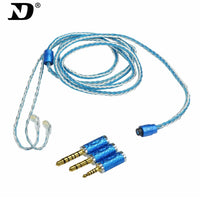 D D3 Silver-Plated Braided Earphone Upgrade Cable, Detachable Plug Replacement Cable with Interchangeable 3.5mm / 2.5mm / 4.4mm Plugs, 16-Strand 352-Core, Compatible with KZ IEMs 0.75–0.78mm