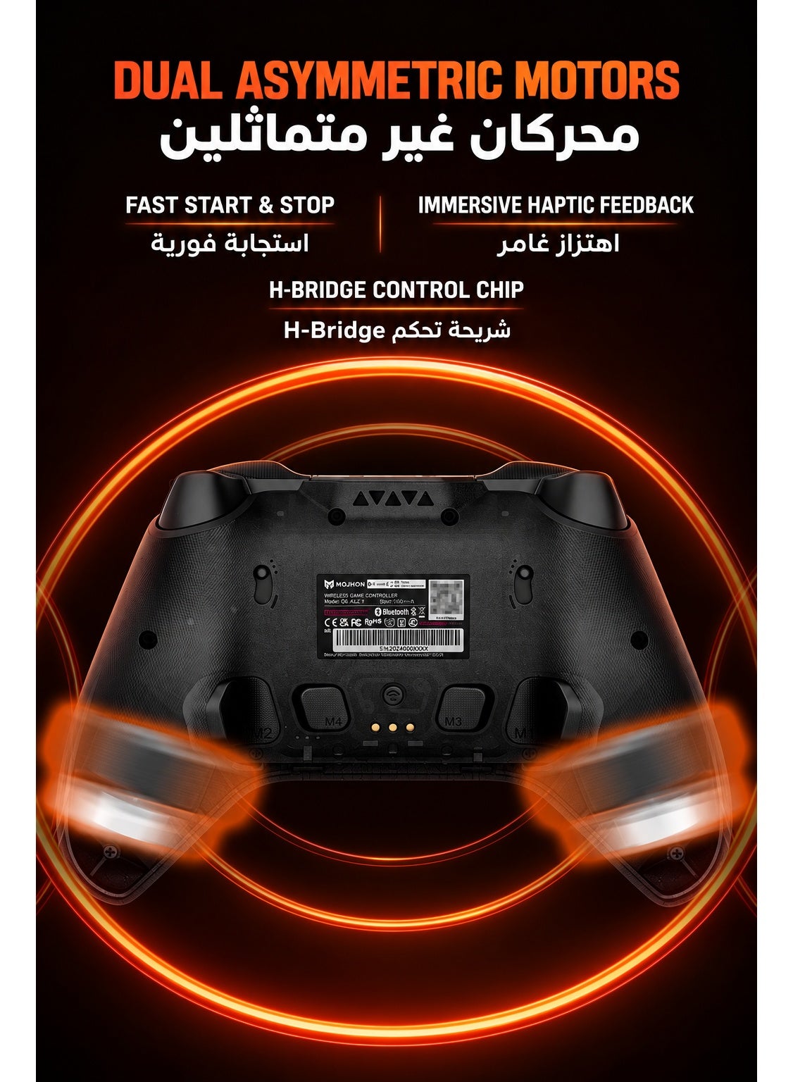 Wireless Gaming Controller MOJHON Storm 2 TMR Edition, 2000Hz PC & Switch Gamepad with 4096-Level TMR Joysticks, Hall + Micro Switch Triggers, 16 Mechanical Buttons, 4 Programmable Back Buttons, RGB & Charging Dock for PC, Switch, iOS & Android