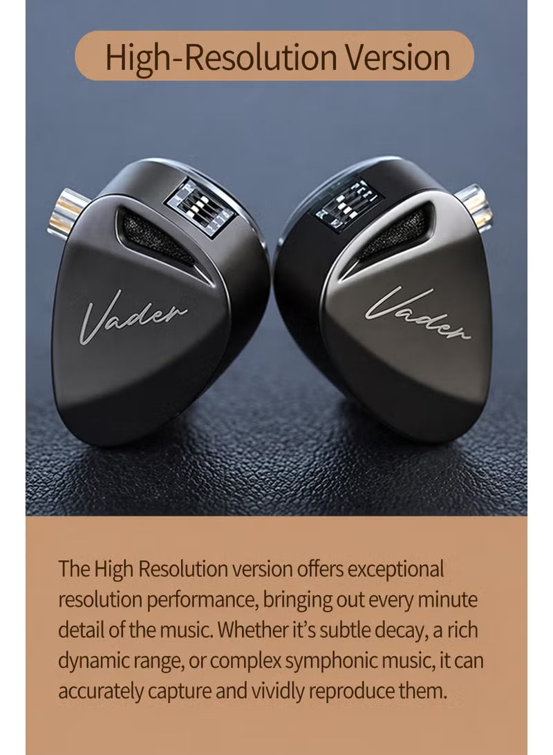 Z Vader IEM High-Resolution Triple Driver In-Ear Monitor Earphones, HiFi IEM with 4-Level Custom Tuning, Electronic Crossover Filter, 0.75mm 2-Pin Wired Earbuds with Mic, Deep Bass Studio Sound for Gaming & Music - (High Resolution Version, With Mic)
