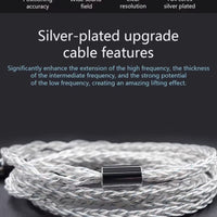 Z 784 Core Blue-Silver Mixed Silver-Plated Hi-Fi Audio Upgrade Cable, 3.5mm Plug, 2-Pin Connector, Low-Loss High-Purity Replacement Cable for KZ IEM Earphones