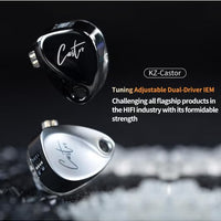Z Castor IEM Harman Target Version With Improved Bass Version IEM In-Ear Earphones – Dual Dynamic Drivers (10mm + 8mm), Tunable Sound with 4 Adjustment Switches (16 Profiles), Noise Isolating, 3.5mm, 0.75mm 2-Pin, Gray With Mic - Bass Version