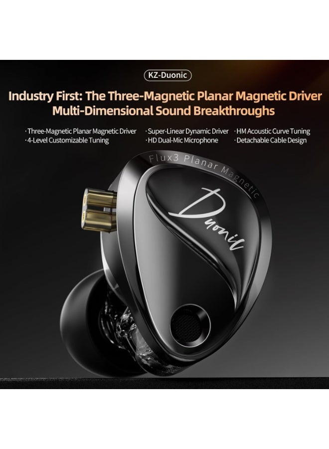 KZ Duonic IEM Bass Improved Version with Tuning Switches, wired 3.5mm Hybrid HiF