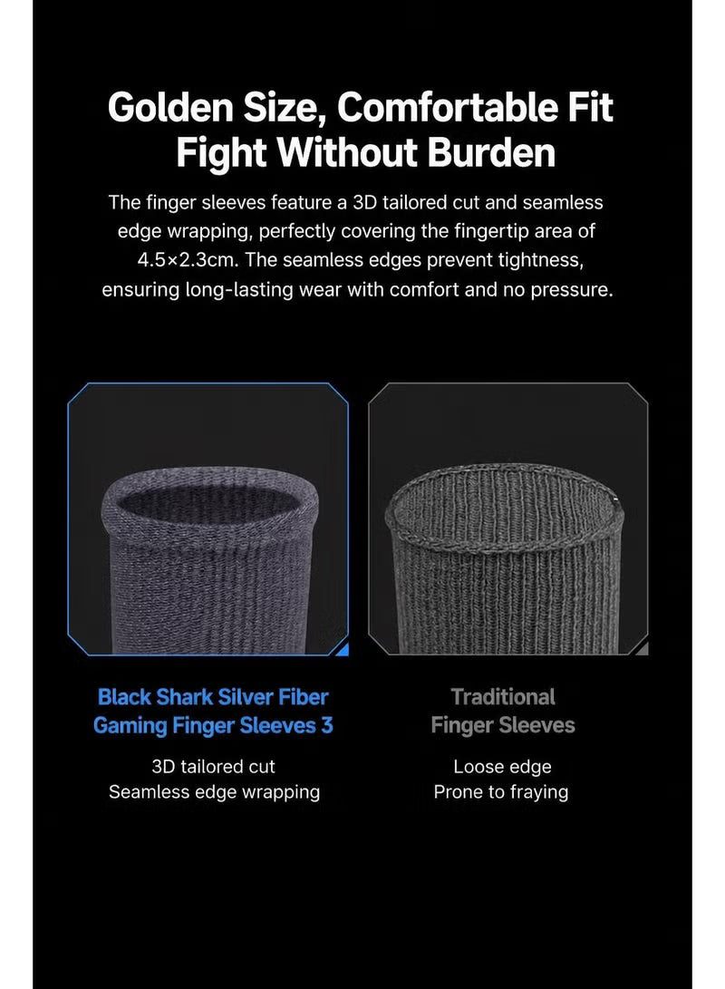 Black Shark Gaming Finger Sleeves, Sweatproof Gaming Gloves Fingertip Silvercloth – Pro Finger Sleeves for Mobile/iPad Gaming ( 1 Pair - 2 pcs)