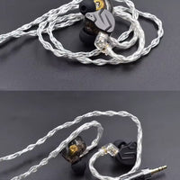 Z 784 Core Blue-Silver Mixed Silver-Plated Hi-Fi Audio Upgrade Cable, 3.5mm Plug, 2-Pin Connector, Low-Loss High-Purity Replacement Cable for KZ IEM Earphones
