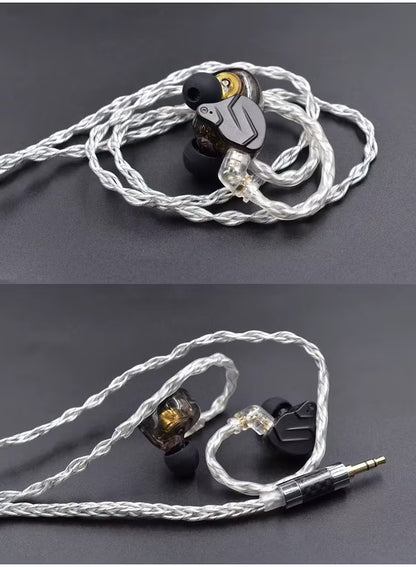 Z 784 Core Blue-Silver Mixed Silver-Plated Hi-Fi Audio Upgrade Cable, 3.5mm Plug, 2-Pin Connector, Low-Loss High-Purity Replacement Cable for KZ IEM Earphones