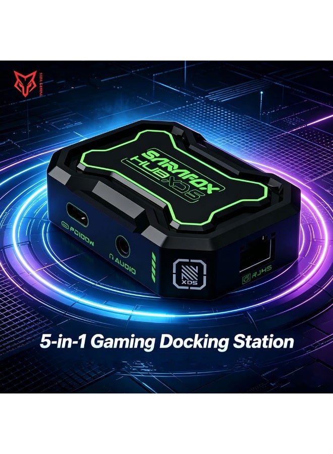 Sarafox XD5 5 in 1 USB C Docking Station and Gaming Hub, Multi USB Port Type C A