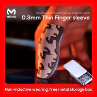 MEMO Ultra-Thin 0.3mm Gaming Finger Sleeves – High Sensitivity Silver Fiber, Sweat-Proof & Breathable, Anti-Slip for Smooth & Precise Touch Control – Includes Metal Storage Case – Compatible with iPhone, iPad, RedMagic, Samsung – Ideal for PUBG, COD & FPS
