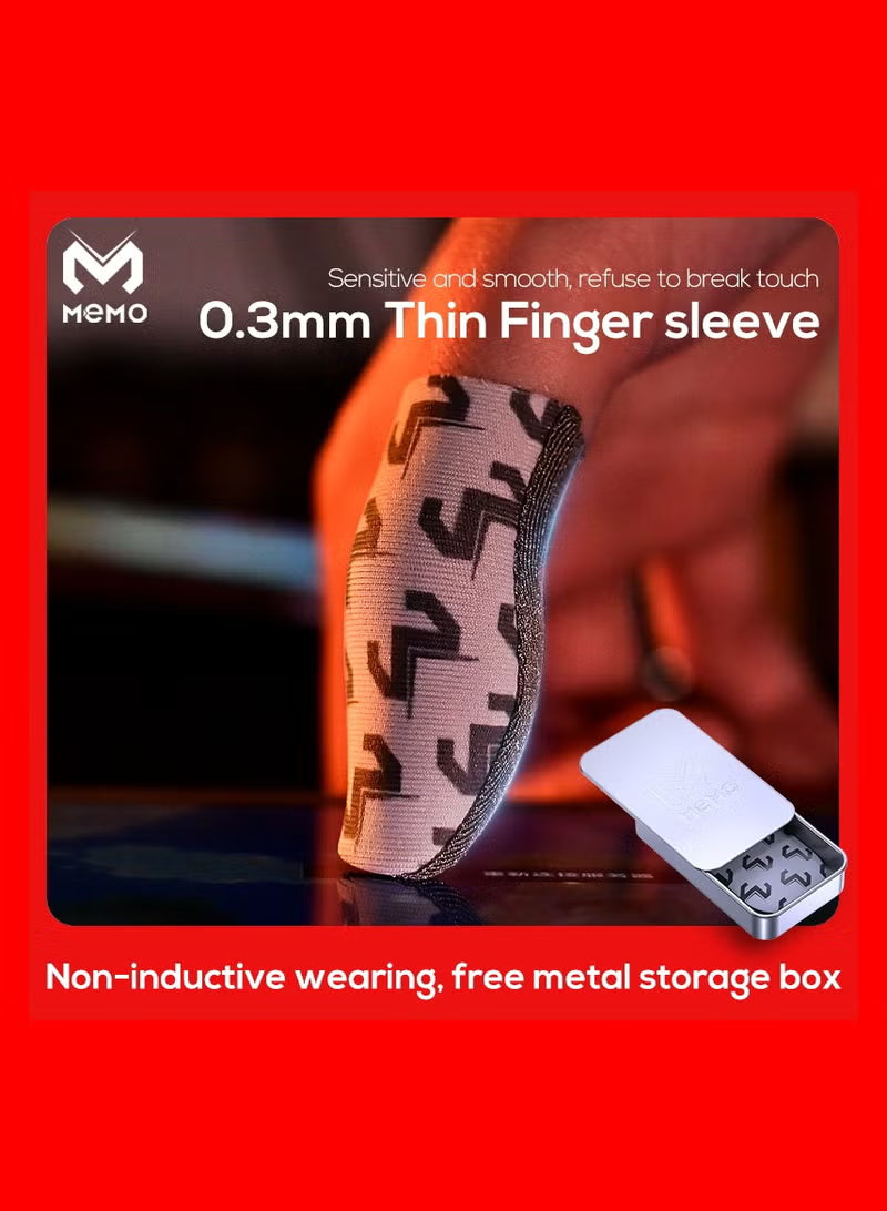 MEMO Ultra-Thin 0.3mm Gaming Finger Sleeves – High Sensitivity Silver Fiber, Sweat-Proof & Breathable, Anti-Slip for Smooth & Precise Touch Control – Includes Metal Storage Case – Compatible with iPhone, iPad, RedMagic, Samsung – Ideal for PUBG, COD & FPS