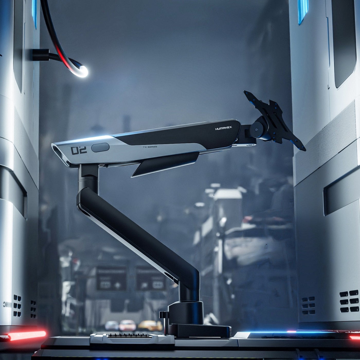 Humanex Humanex Stealth Mecha Premium Professional Gaming Monitor Arm, Single Mo