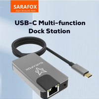 Sarafox 5-in-1 USB-C Gaming Docking Station & Hub Dongle with Gigabit Ethernet Adapter, Type-C to 3.5mm Audio, USB-A 3.1, 100W PD Fast Charging, Low-Latency Network for Gaming & Live Streaming – Compatible with RedMagic, iPad, iPhone 15/16/17 Series, Andr