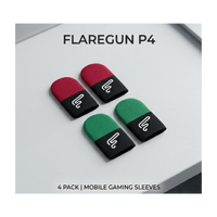Flaregun P4 Gaming Finger Sleeves, Silver-Fiber Touchscreen Covers, Dual Colour 4-Pack (2× Black + Green and 2× Black + Red) for PUBG Mobile, Call of Duty Mobile, iPad and Tablet Gaming