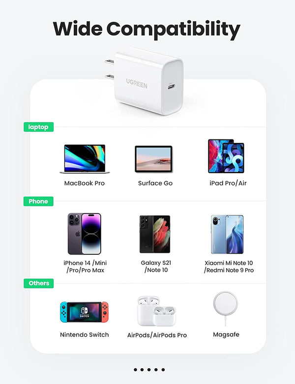 UGREEN travel charger PD USB C Mobile Charger 30W PD Fast Charger USB C Power Adapter Charging