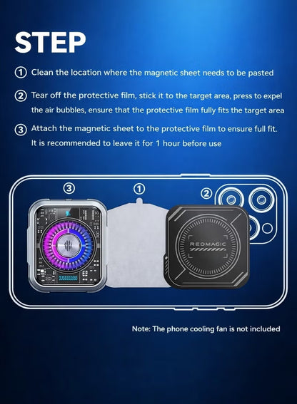 Magnetic Suction Sheet for Cell Phone Cooler by RedMagic, for Phones and Tablets, 1 pcs Thermally Conductive Steel Plate with Strong Adhesive, Compatible for Most Cooling Devices or Magnetic Attachments