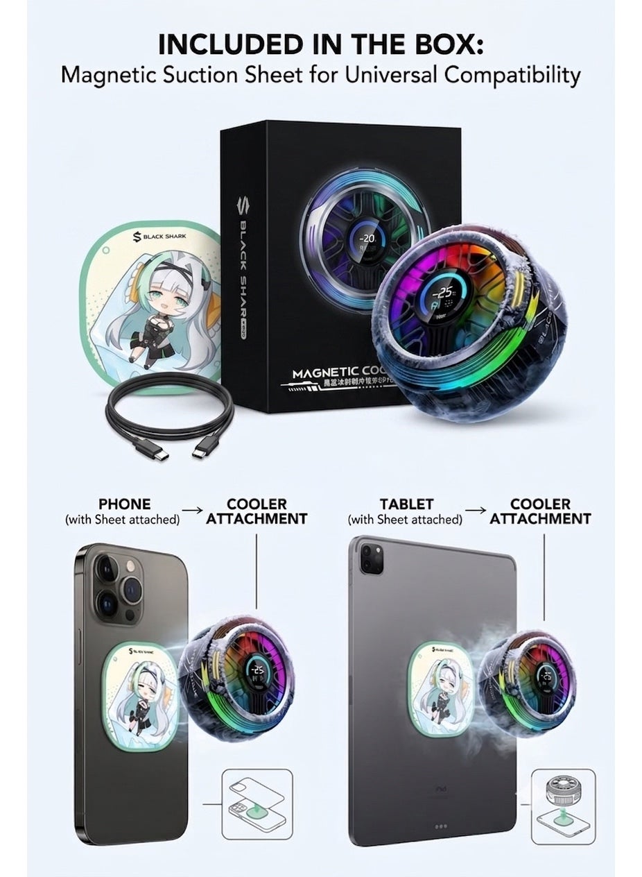 Phone Cooler Black Shark 6 PRO Magnetic Phone/Tablet Cooler – 35W Ultra-Cooling Gaming Fan with 67 W Charger, Graphene Heatsink, Magnetic Mount – Powerful Cooling Fan for Smartphones, Tablets, iPad & Steam Deck (Perfect for PUBG Mobile, COD & More)