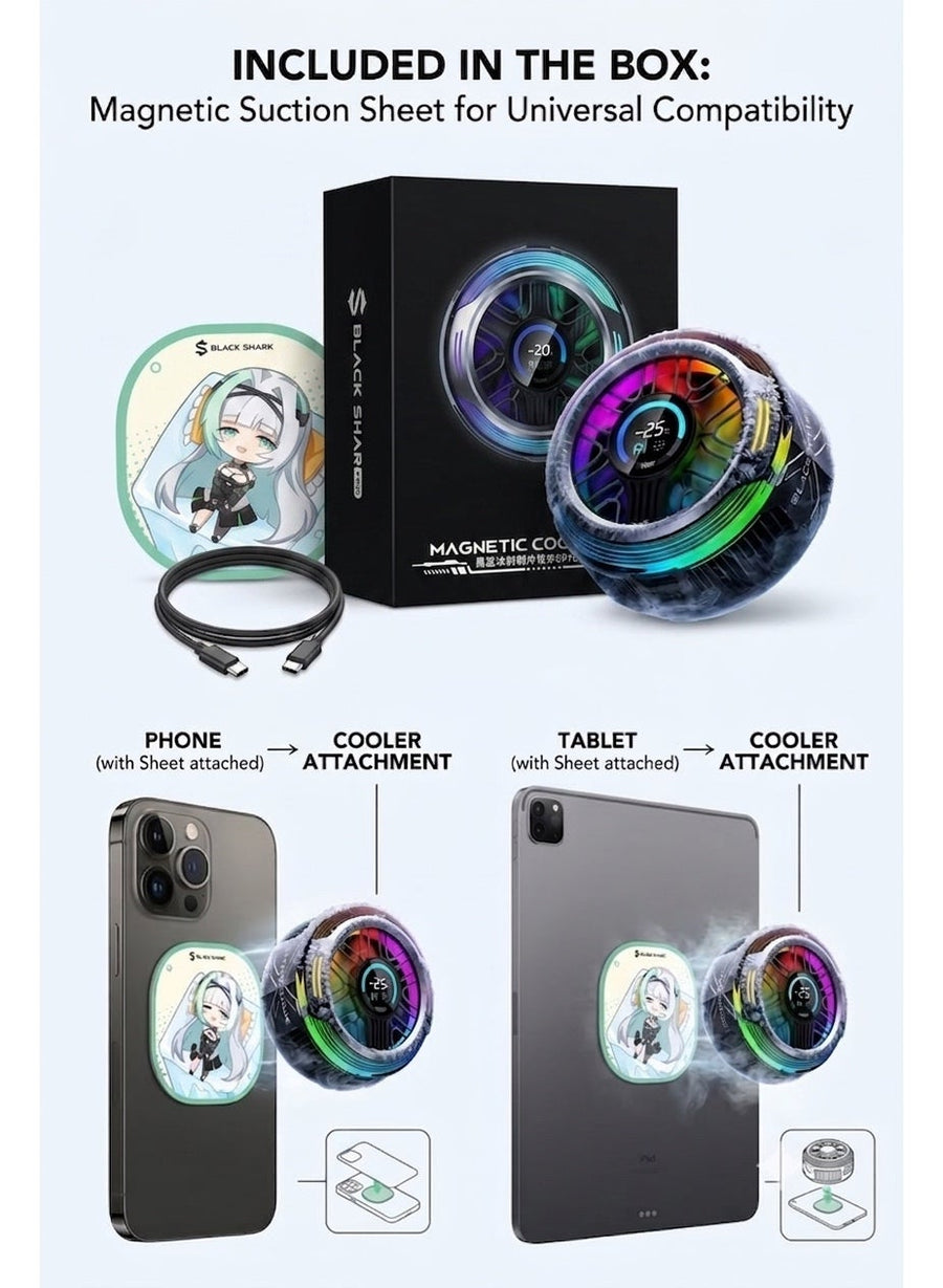 Phone Cooler Black Shark 6 PRO Magnetic Phone/Tablet Cooler – 35W Ultra-Cooling Gaming Fan with 67 W Charger, Graphene Heatsink, Magnetic Mount – Powerful Cooling Fan for Smartphones, Tablets, iPad & Steam Deck (Perfect for PUBG Mobile, COD & More)